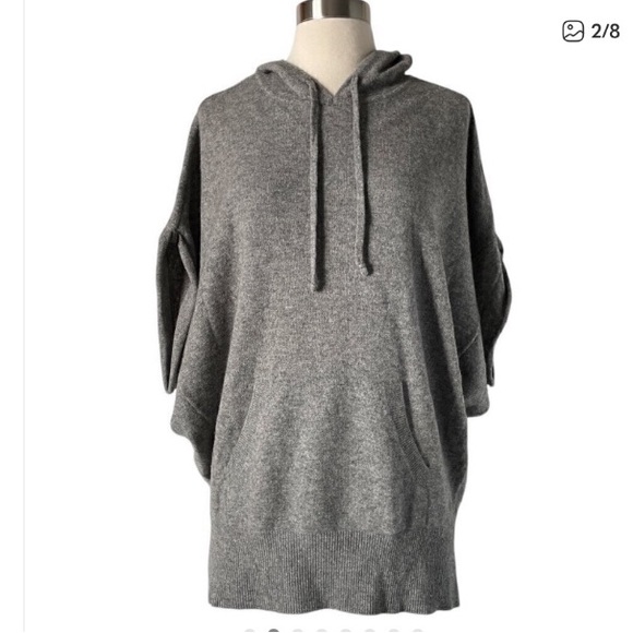 Vince Sweaters - Vince Cashmere Charcoal Hooded Poncho Sweater